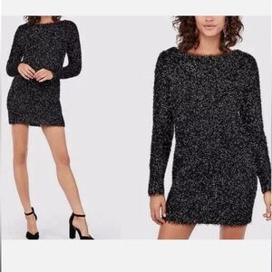EXPRESS Negin Mirsalehi Metallic Eyelash Knit Shift Sweater Dress Sz L